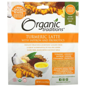 Thực phẩm chức năng Organic Traditions Turmeric Latte with Saffron and Probiotics 5.3 oz (150 g) 627733001328