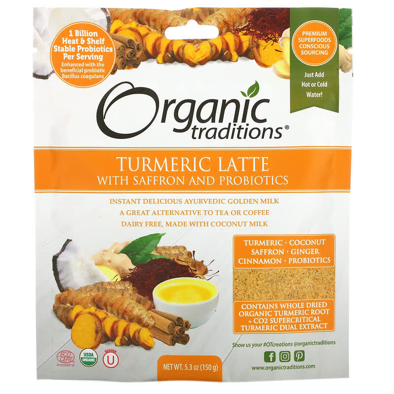 Organic Traditions Turmeric Latte with Saffron and Probiotics 5.3 oz (150 g) 8 Thực phẩm chức năng Organic Traditions Turmeric Latte with Saffron and Probiotics 5.3 oz (150 g) 627733001328