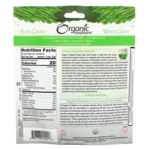 Thực phẩm bổ sung Organic Traditions Wheat Grass Juice Powder 5.3 oz (150 g) 627733012416