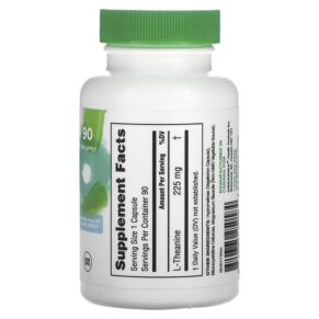 Thực phẩm bổ sung Organika L-Theanine 225 mg 90 Vegetarian Capsules 620365250584