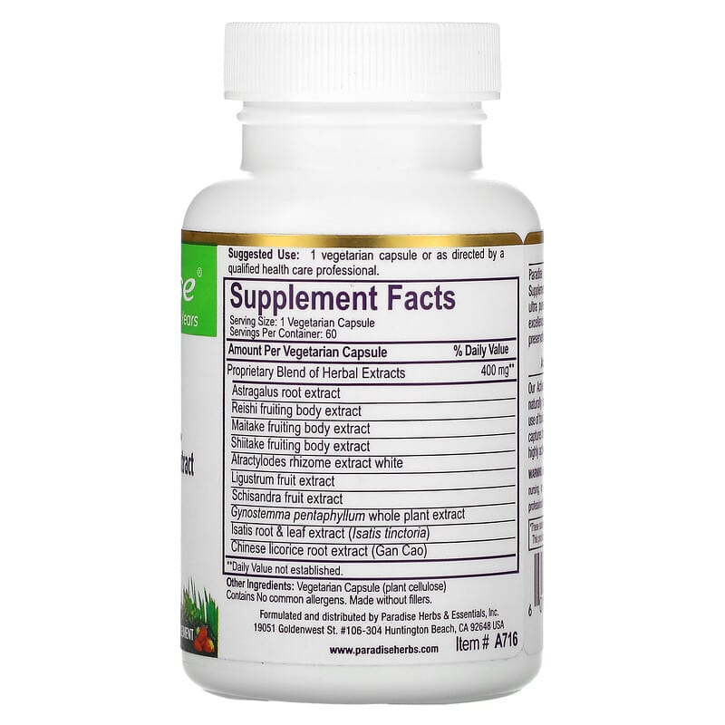 Paradise Herbs A.R.M. Astragalus Reishi Maitake Extract 60 Vegetarian Capsules 2 Thực phẩm bổ sung Paradise Herbs A.R.M. Astragalus Reishi Maitake Extract 60 Vegetarian Capsules 601944777166