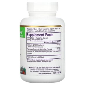 Thực phẩm bổ sung Paradise Herbs CoQ10 60 Vegetarian Capsules 601944777548