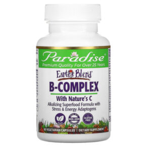 Thực phẩm chức năng Paradise Herbs Earth's Blend B-Complex with Nature's C 60 Vegetarian Capsules 601944778668