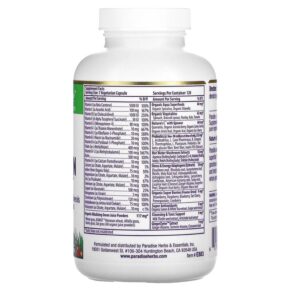 Thực phẩm bổ sung Paradise Herbs Earth's Blend One Daily Superfood Multi-Vitamin No Iron 120 Vegetarian Capsules 601944778835