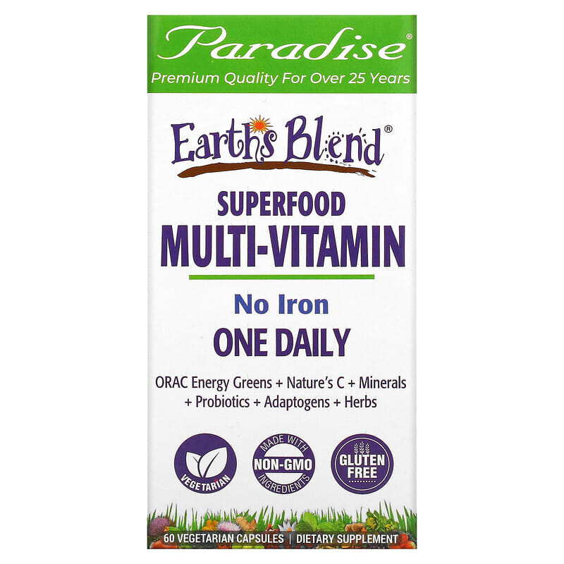 Paradise Herbs Earth's Blend One Daily Superfood Multi-Vitamin No Iron 60 Vegetarian Capsules 8 Thực phẩm chức năng Paradise Herbs Earth's Blend One Daily Superfood Multi-Vitamin No Iron 60 Vegetarian Capsules 601944778279
