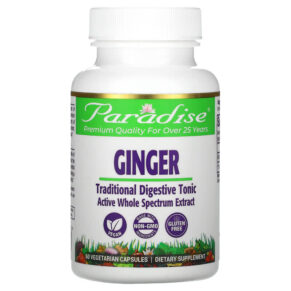 Thực phẩm chức năng Paradise Herbs Ginger 60 Vegetarian Capsules 601944777241
