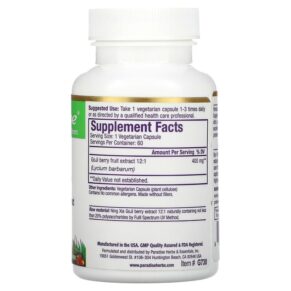 Thực phẩm bổ sung Paradise Herbs Goji 60 Vegetarian Capsules 601944777302