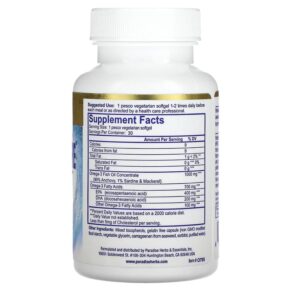 Thực phẩm bổ sung Paradise Herbs Omega Sure Premium Omega-3 Fish Oil 1.000 mg 30 Pesco Vegetarian Softgels 601944777951