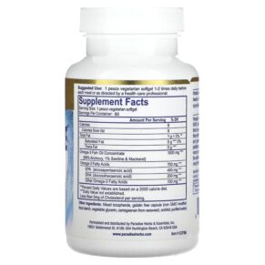 Thực phẩm bổ sung Paradise Herbs Omega Sure Premium Omega-3 Fish Oil 1.000 mg 60 Pesco Vegetarian Softgels 601944777968