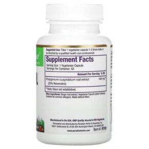 Thực phẩm bổ sung Paradise Herbs Resveratrol 60 Vegetarian Capsules 601944777098
