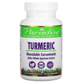 Thực phẩm chức năng Paradise Herbs Turmeric 250 mg 120 Vegetarian Capsules 601944777623