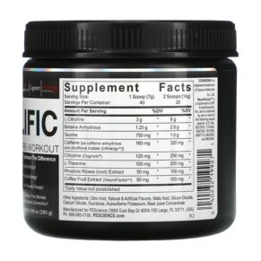 Thực phẩm bổ sung PEScience Prolific Pre-Workout Melon Berry Twist 9.88 oz (280 g) 040232199271