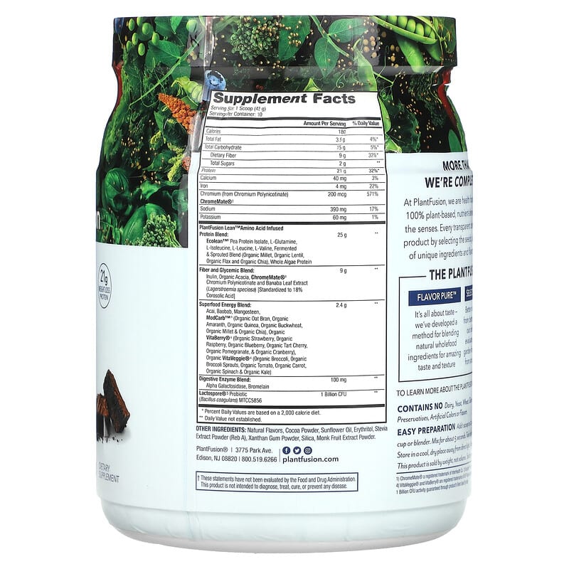 PlantFusion Complete Lean Chocolate Brownie 14.82 oz (420 g) 2 Thực phẩm bổ sung PlantFusion Complete Lean Chocolate Brownie 14.82 oz (420 g) 890985001228