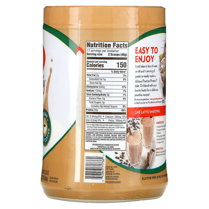 Premier Protein 100% Whey Protein Powder Cafe Latte 1 lb 7 oz (680 g) 2 Thực phẩm bổ sung Premier Protein 100% Whey Protein Powder Cafe Latte 1 lb 7 oz (680 g) 643843717362