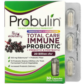 Thực phẩm chức năng Probulin Total Care Immune Probiotic + Prebiotic & Postbiotic with Real Elderberry 20 Billion CFU 30 Capsules 855757003381