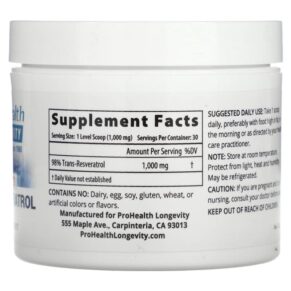 Thực phẩm bổ sung ProHealth Longevity Micronized Trans-Resveratrol 30 g 850023410092