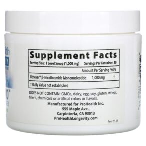 Thực phẩm bổ sung ProHealth Longevity NMN Pro Pure NMN Powder 1.000 mg 30 g 850023410368
