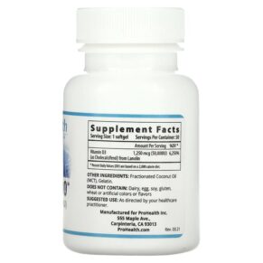 Thực phẩm bổ sung ProHealth Longevity Vitamin D3 50.000 1.250 mcg (50.000 IU) 50 Softgels 850023410153