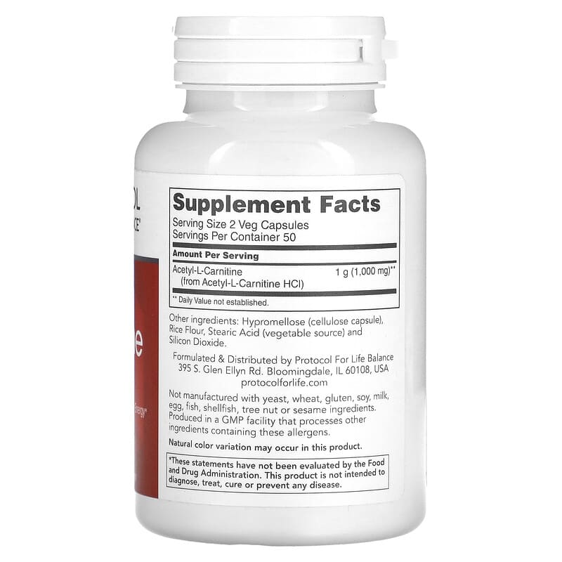Protocol for Life Balance Acetyl-L-Carnitine 500 mg 100 Veg Capsules 2 Thực phẩm bổ sung Protocol for Life Balance Acetyl-L-Carnitine 500 mg 100 Veg Capsules 707359100763