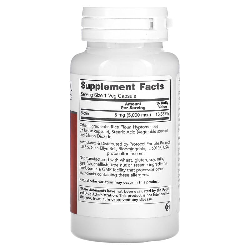 Protocol for Life Balance Biotin 5.000 mcg 90 Veg Capsules 2 Thực phẩm bổ sung Protocol for Life Balance Biotin 5.000 mcg 90 Veg Capsules 707359104716