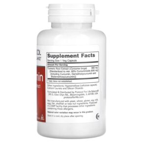 Thực phẩm bổ sung Protocol for Life Balance Curcumin Turmeric Root Extract 665 mg 60 Veg Capsules 707359146389