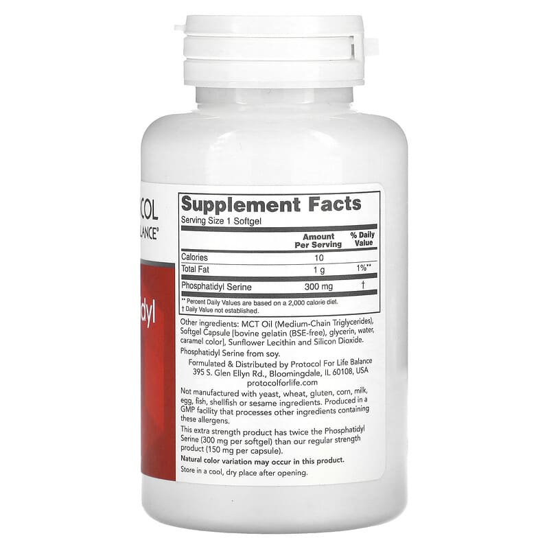 Protocol for Life Balance Extra Strength Phosphatidyl Serine 300 mg 50 Softgels 2 Thực phẩm bổ sung Protocol for Life Balance Extra Strength Phosphatidyl Serine 300 mg 50 Softgels 707359123922