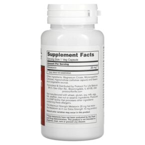 Thực phẩm bổ sung Protocol for Life Balance Melatonin Maximum Strength 20 mg 90 Veg Capsules 707359135581