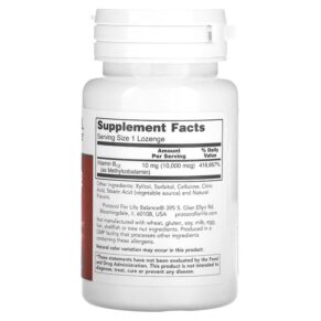 Thực phẩm bổ sung Protocol for Life Balance Methyl B12 10.000 mcg 60 Lozenges 707359104976