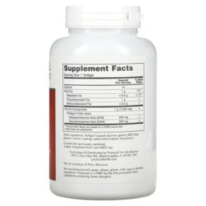 Thực phẩm bổ sung Protocol for Life Balance Molecularly Distilled Ultra Omega-3 500 EPA / 250 DHA 180 Softgels 707359116627