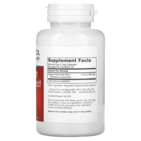 Thực phẩm bổ sung Protocol for Life Balance Red Yeast Rice Extract 600 mg 90 Veg Capsules 707359135000