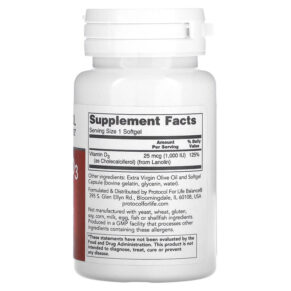 Protocol for Life Balance Vitamin D3 1.000 IU 120 Softgels 3 Thực phẩm bổ sung Protocol for Life Balance Vitamin D3 1.000 IU 120 Softgels 707359103658