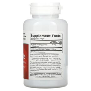 Thực phẩm bổ sung Protocol for Life Balance Zinc Glycinate 30 mg 120 Softgels 707359115545