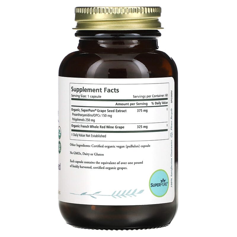 Pure Synergy Super Pure Grape Seed Organic Extract 60 Capsules 2 Thực phẩm bổ sung Pure Synergy Super Pure Grape Seed Organic Extract 60 Capsules 852971004675