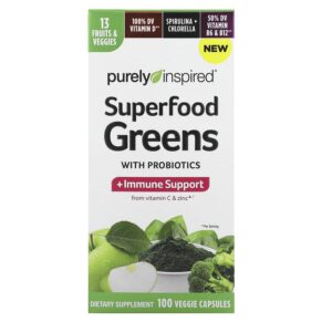 Thực phẩm chức năng Purely Inspired Superfood Greens with Probiotics 100 Veggie Capsules 631656610482