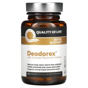Thực phẩm chức năng Quality of Life Labs Deodorex with Champex Mushroom Extract 250 mg 60 Vegicaps 812259003103