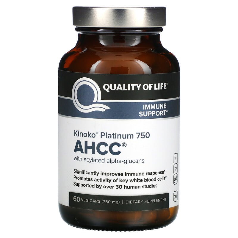 Quality of Life Labs Kinoko Platinum AHCC 750 mg 60 Vegicaps 8 Thực phẩm chức năng Quality of Life Labs Kinoko Platinum AHCC 750 mg 60 Vegicaps 812259003370