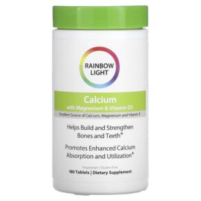 Thực phẩm chức năng Rainbow Light Calcium with Magnesium & Vitamin D3 180 Tablets 021888109524