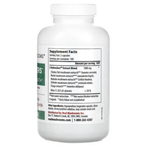 Thực phẩm bổ sung Real Mushrooms 5 Defenders Mushroom Extract Powder 200 Capsules 628110068231