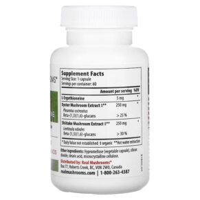 Real Mushrooms ERGO + L-Ergothioneine 60 Capsules 3 Thực phẩm bổ sung Real Mushrooms ERGO + L-Ergothioneine 60 Capsules 628110068385