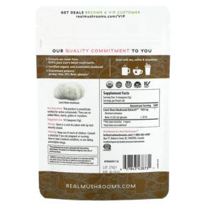 Thực phẩm bổ sung Real Mushrooms Lion's Mane Cognition Bulk Powder 2.12 oz (60 g) 627843438731