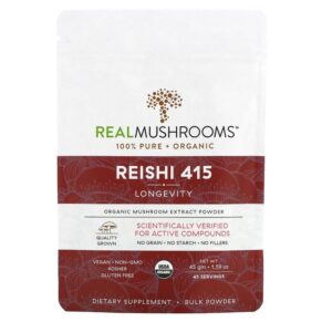 Thực phẩm chức năng Real Mushrooms Reishi 415 Organic Mushroom Extract Powder 1.59 oz (45 gm) 628110068088
