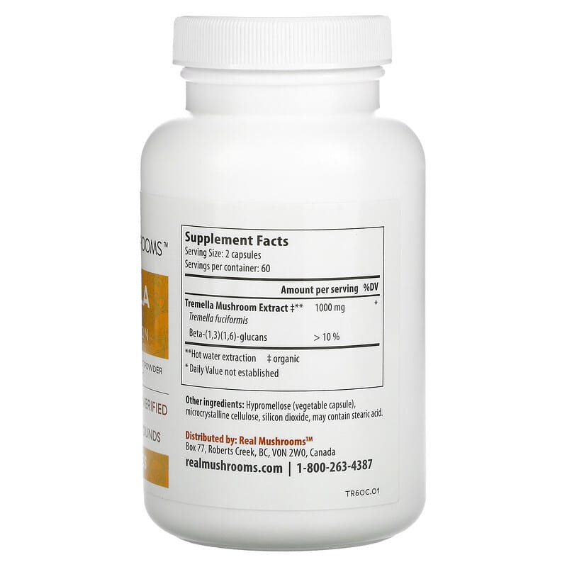 Real Mushrooms Tremella Rejuvenation 120 Capsules 2 Thực phẩm bổ sung Real Mushrooms Tremella Rejuvenation 120 Capsules 628110068408