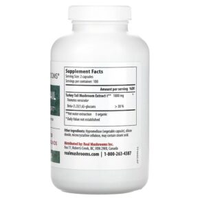 Real Mushrooms Turkey Tail Mushroom Extract Powder 200 Capsules 3 Thực phẩm bổ sung Real Mushrooms Turkey Tail Mushroom Extract Powder 200 Capsules 628110068279