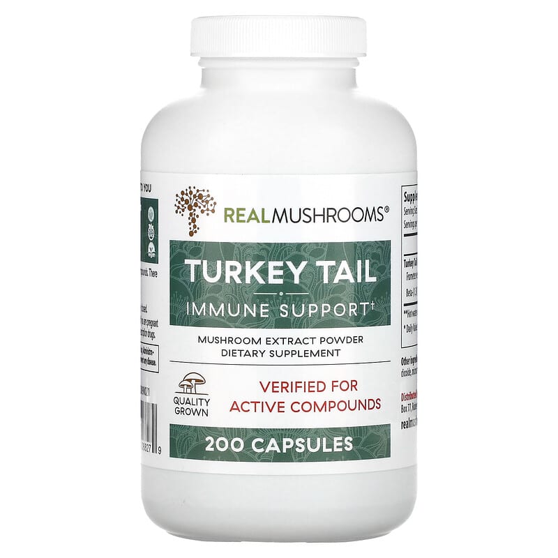 Real Mushrooms Turkey Tail Mushroom Extract Powder 200 Capsules 8 Thực phẩm chức năng Real Mushrooms Turkey Tail Mushroom Extract Powder 200 Capsules 628110068279