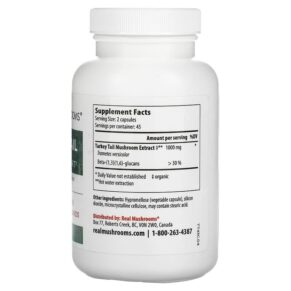 Thực phẩm bổ sung Real Mushrooms Turkey Tail Mushroom Extract Powder 90 Capsules 628110068071