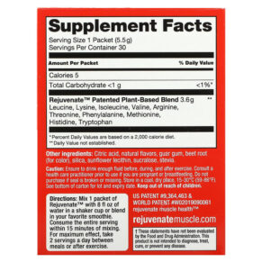 Thực phẩm bổ sung Rejuvenate Muscle Health Drink Mix Raspberry Burst 30 Pouches 0.19 oz (5.5 g) Each 629046503018