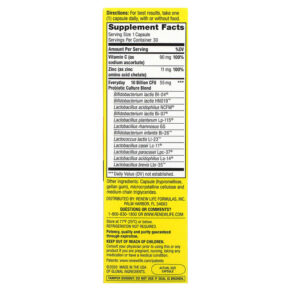 Thực phẩm bổ sung Renew Life Everyday Immune Probiotics Zinc & Vitamin C 30 Vegetarian Capsules 631257122056