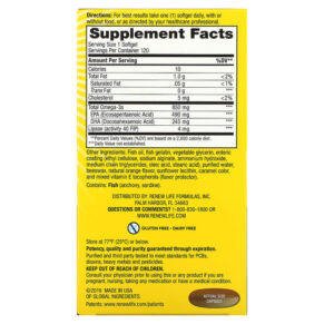 Thực phẩm bổ sung Renew Life Norwegian Gold Omega-3 Fish Oil 850 mg 120 Enteric-Coated Softgels 631257154057