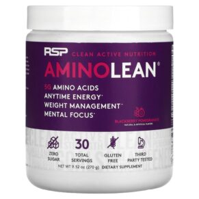 Thực phẩm chức năng RSP Nutrition AminoLean 5 g Amino Acids + Anytime Energy Blackberry Pomegranate 9.52 oz (270 g) 854446006351