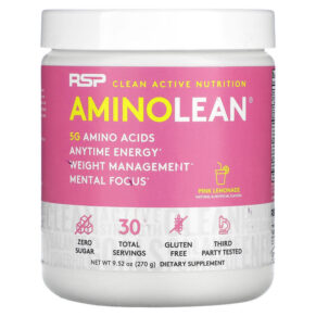 Thực phẩm chức năng RSP Nutrition AminoLean 5 g Amino Acids + Anytime Energy Pink Lemonade 9.52 oz (270 g) 858491007394